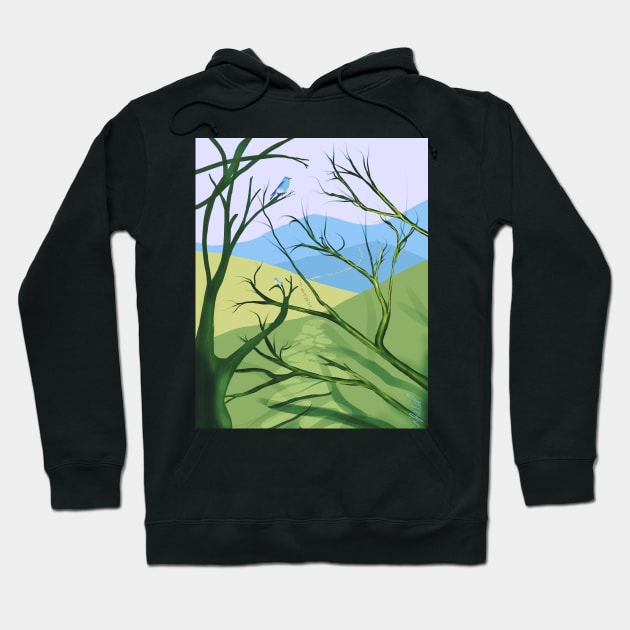 Blue mountain bird Hoodie by Stufnthat